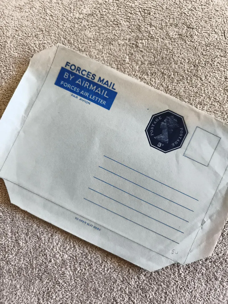 Lettre aérienne militaire Forces Mail Royaume-Uni timbre imprimé 3p philatélie