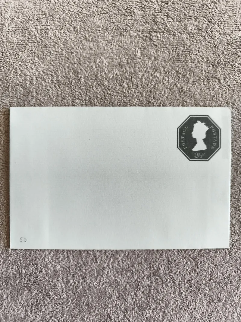 Lettre affranchie timbre silhouette Reine 3½p noir philatélie Royaume-Uni