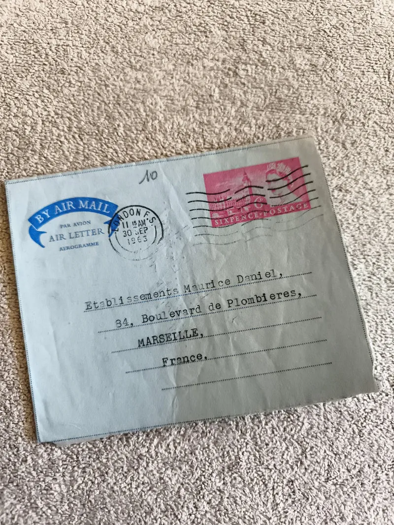Lettre aérienne Air Mail 1963 Royaume-Uni sixpence philatélie Marseille