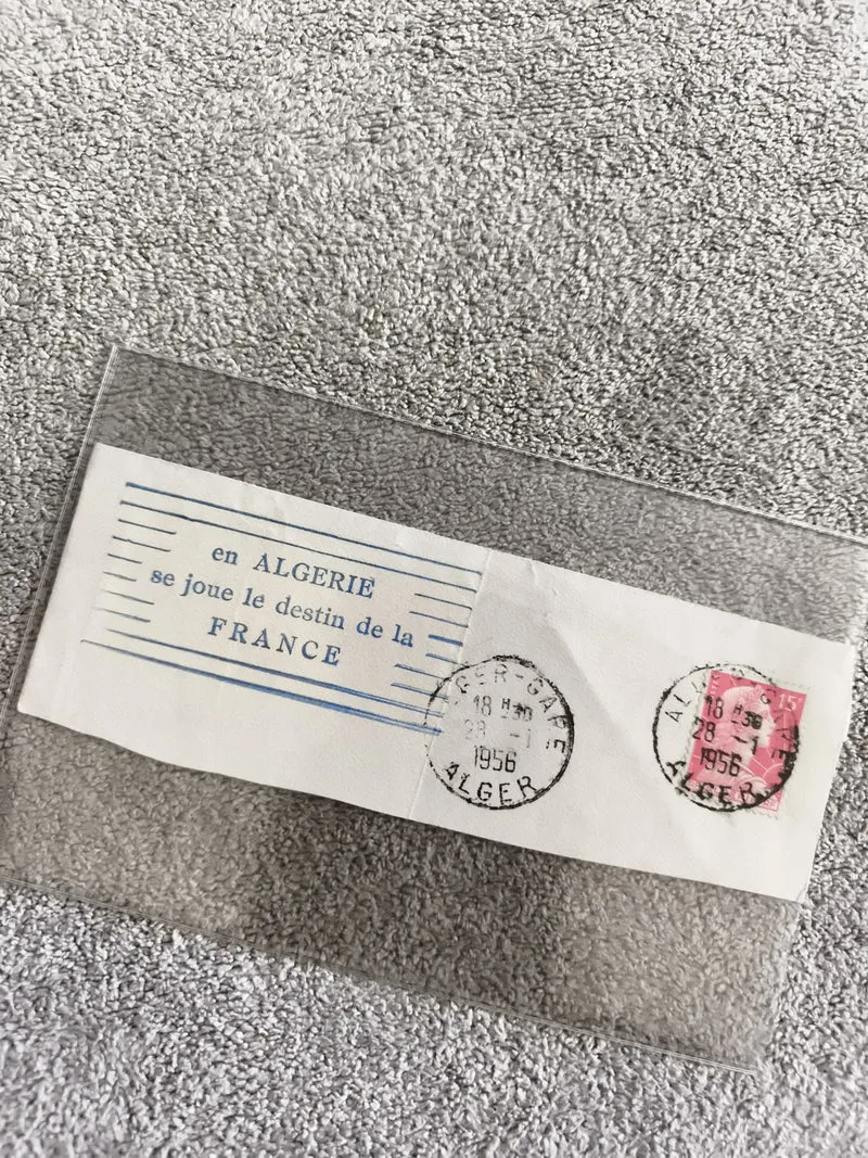Fragment postal Algérie 1956 oblitéré ALGER propagande France timbre 15c
