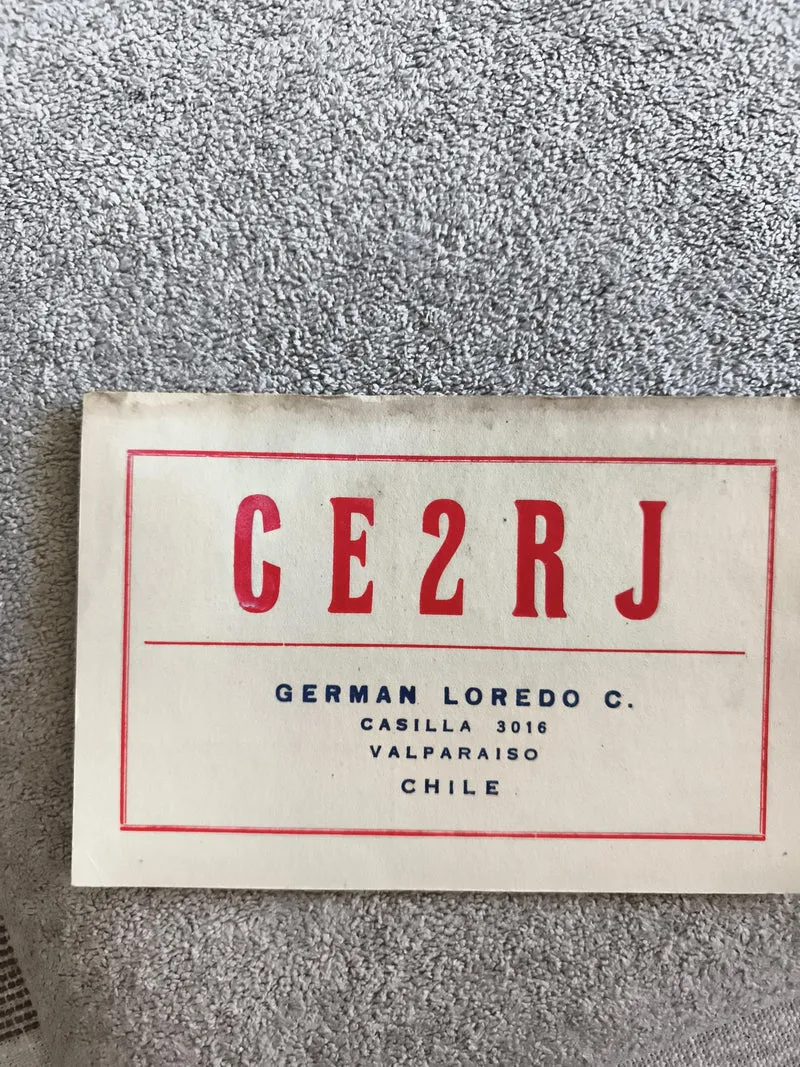 Carte radio ancienne CE2RJ Valparaiso Chile radioamateur QSL vintage