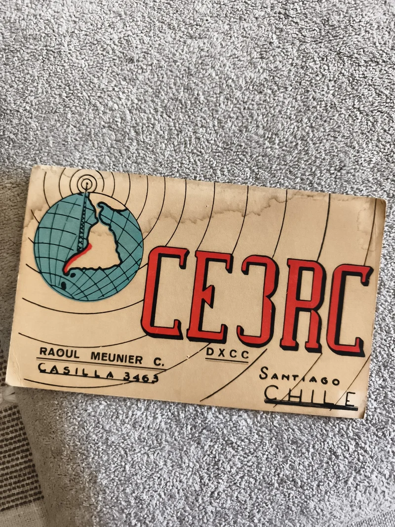 Carte QSL radio ancienne CE3RC Santiago Chili DXCC vintage