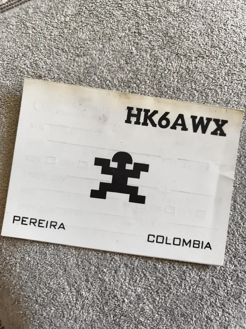 Carte QSL radio amateur HK6AWX Pereira Colombie vintage ancien