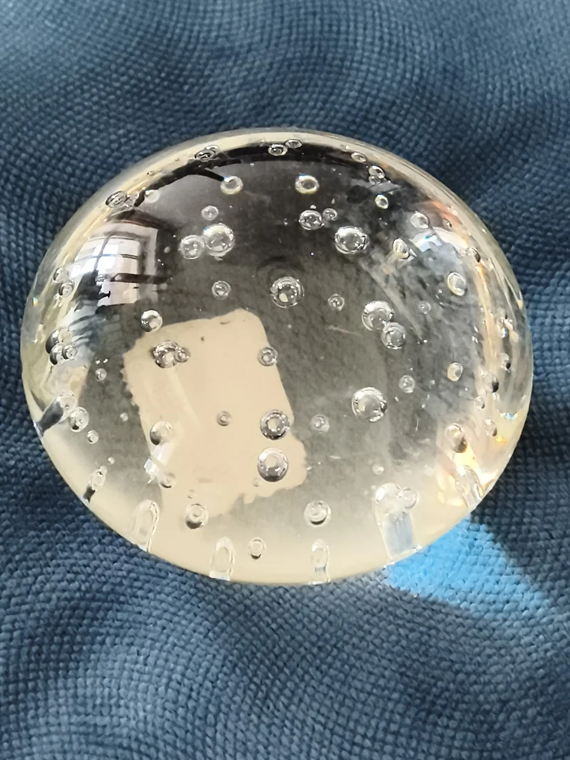 Presse papier ancien bulle d'air, sphère décorative vintage, objet en verre