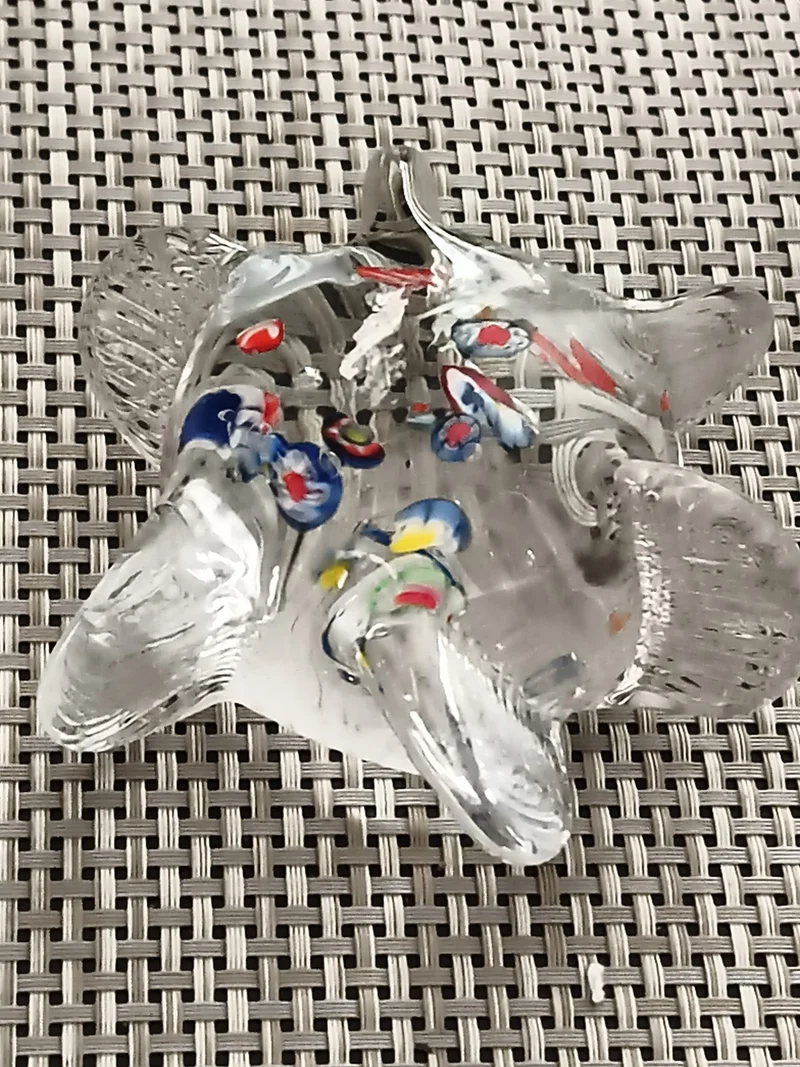 Presse papier ancien forme poisson verre soufflé multicolore paperweight vintage