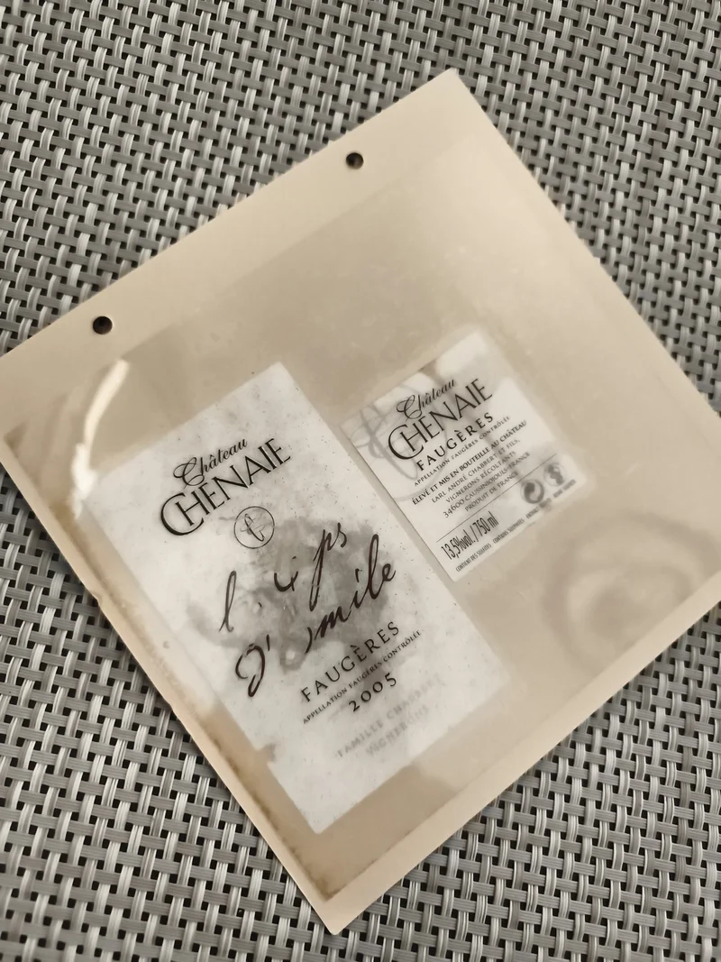 Étiquette vin Château Chênaie Faugères 2005 L'Esprit d'Émile France