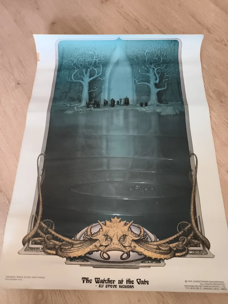Poster vintage fantasy The Watcher at the Gate Steve Hickman 1976 illustration
