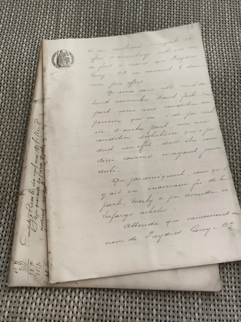 Ancien document manuscrit XIXe sceau encre papier timbré France vintage