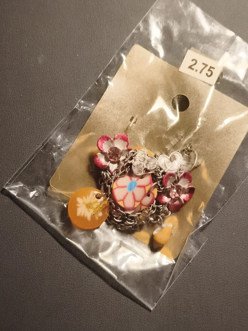 Paire de boucles d’oreilles vintage fleurs pendentifs multicolores deadstock fan