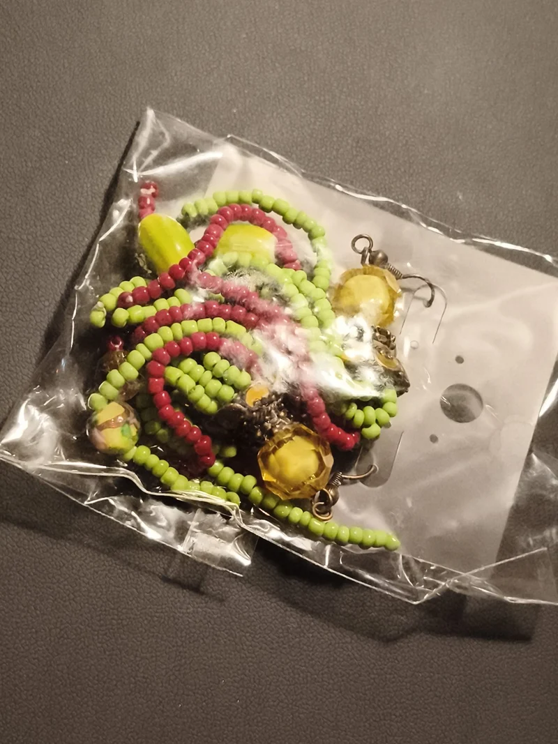 Boucles d'oreilles vintage perles colorées deadstock magasin années 80