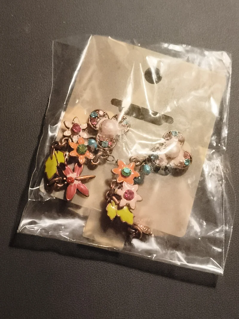 Boucles d’oreilles vintage fleurs colorées deadstock fantaisie rétro