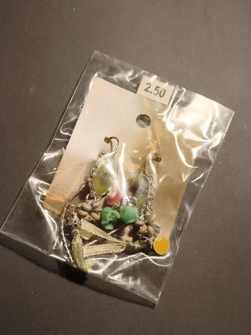 Boucles d’oreilles vintage pendantes multicolores deadstock fantaisie rétro