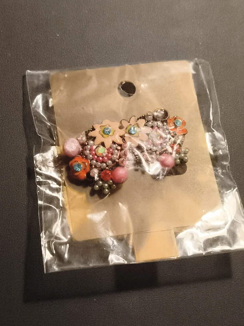 Paire de boucles d’oreilles vintage fleurs multicolores deadstock fantaisie rétr