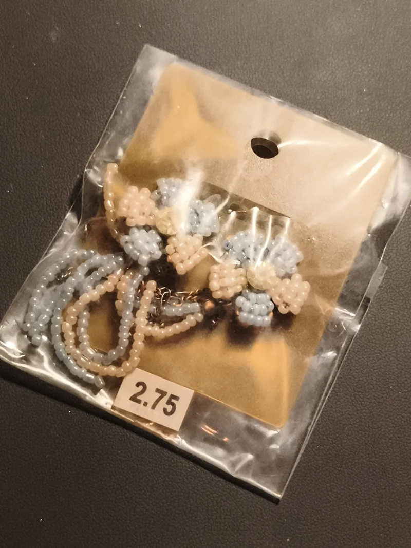 Paire de boucles d’oreilles vintage perles fleurs pastel deadstock années 80