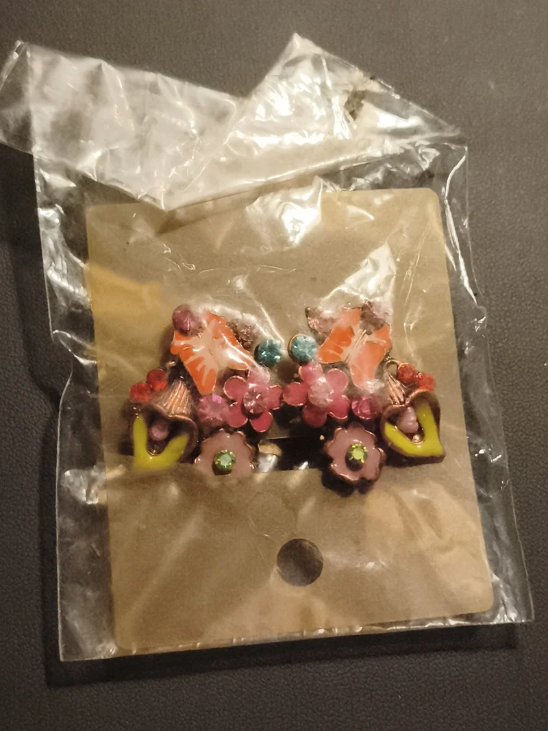 Boucles d'oreilles vintage fleurs couleurs vives deadstock fantaisie rétro