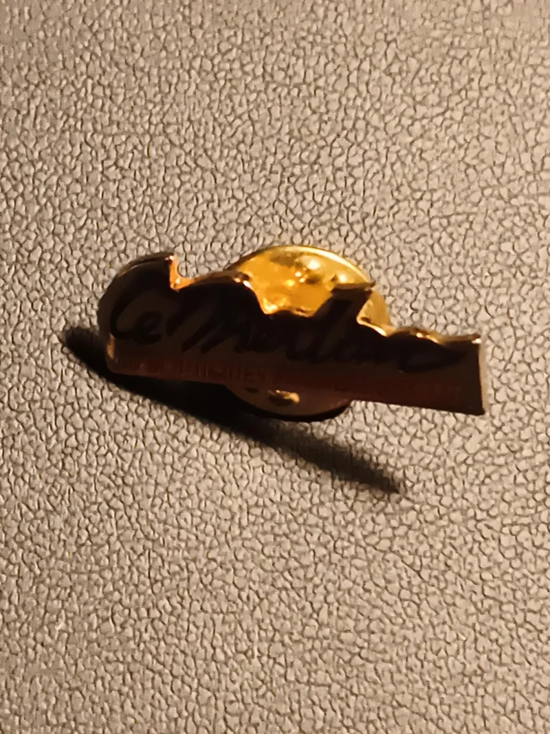 Pin's Le Mutuel lettrage doré badge épingle script métal