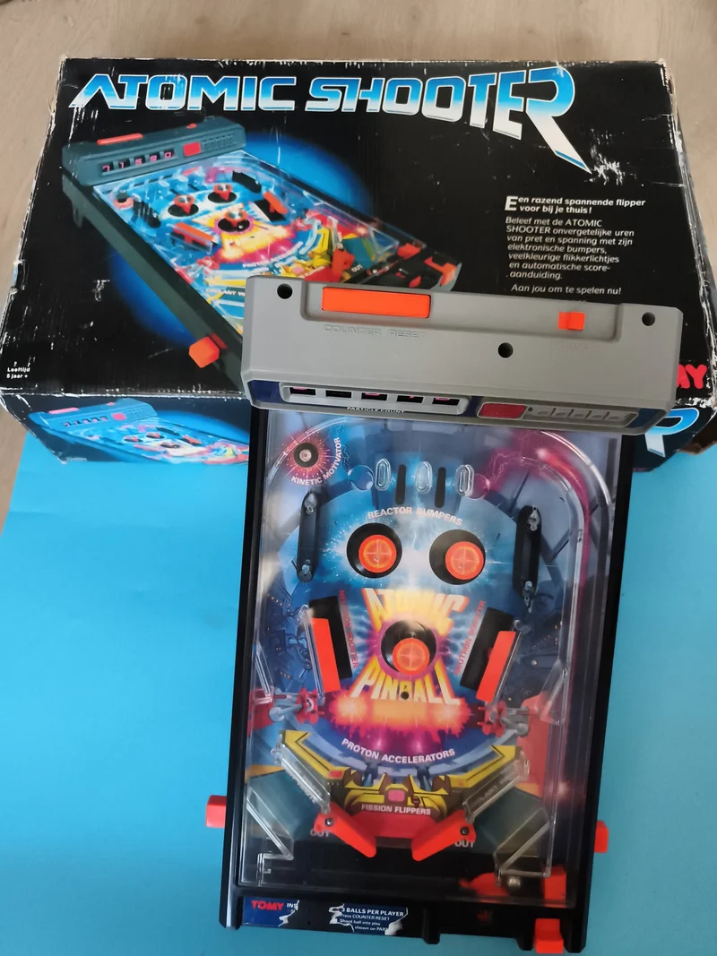 Flipper de table Tomy Atomic Shooter vintage, jeu électronique, pinball rétro
