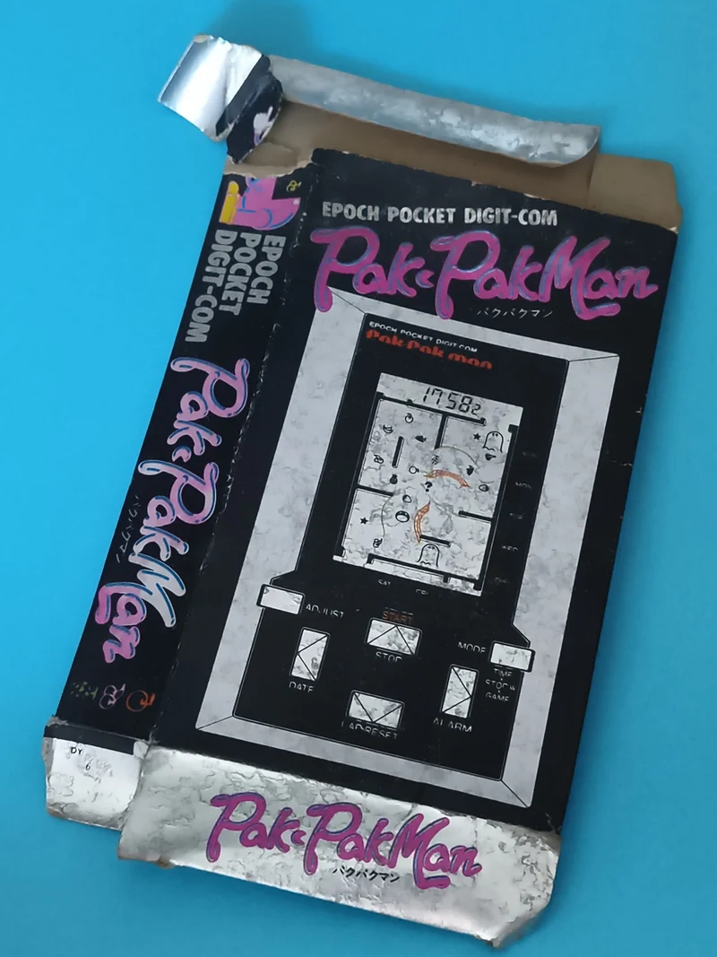 Boîte vide Epoch Pocket Digit-Com Pak Pak Man jeu électronique rétro