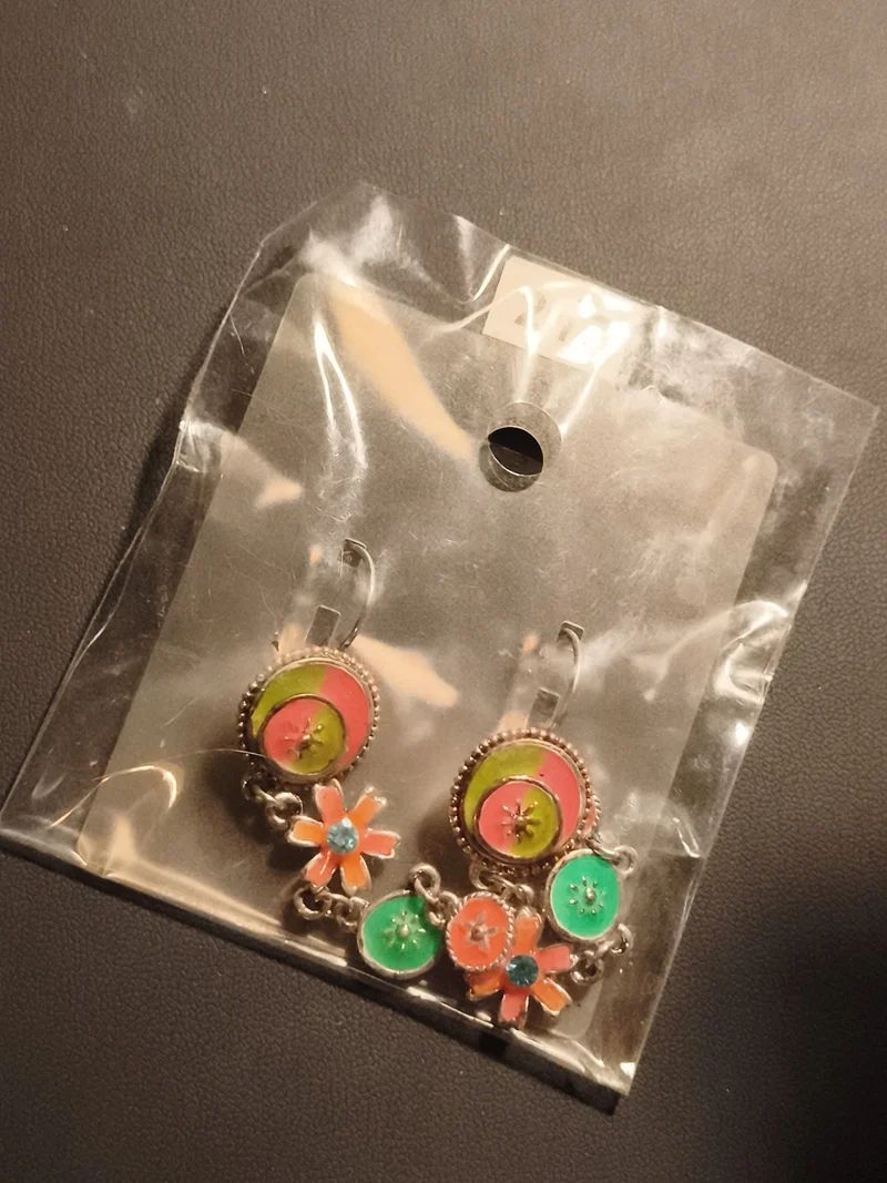 Boucles d’oreilles vintage fleurs émaillées couleurs pop deadstock rétro