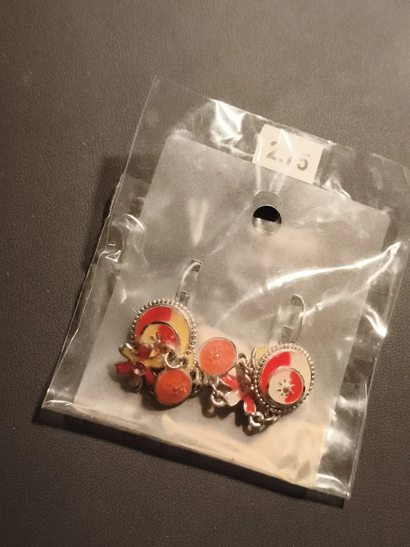 Boucles d’oreilles vintage motif floral orange jaune, deadstock ancien magasin