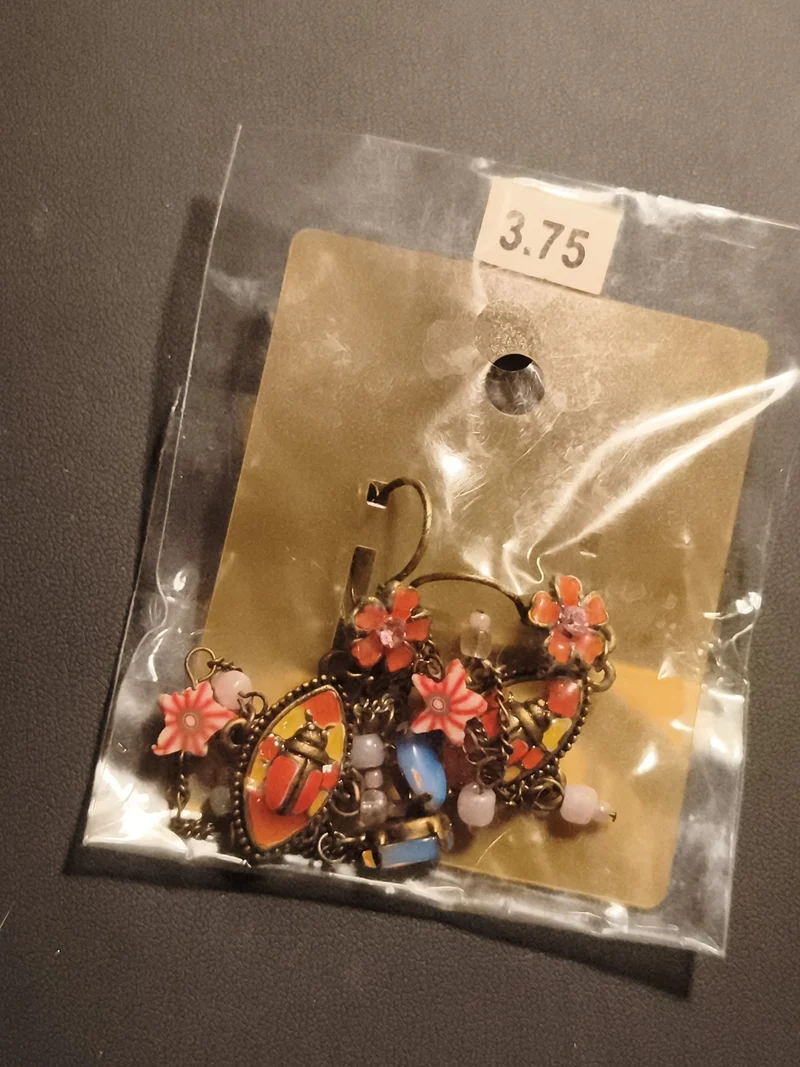 Boucles d’oreilles vintage pendantes fleurs perles deadstock fantaisie rétro