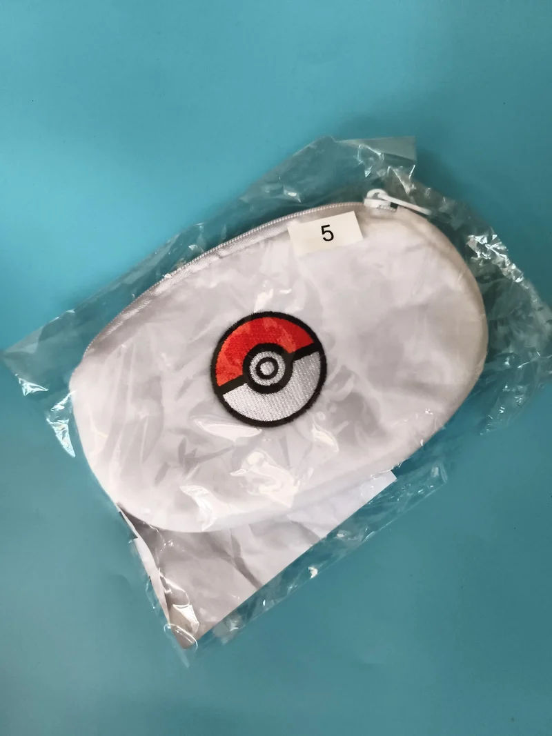 Trousse Pokémon blanche Pokéball zip, pochette tissu logo brodé