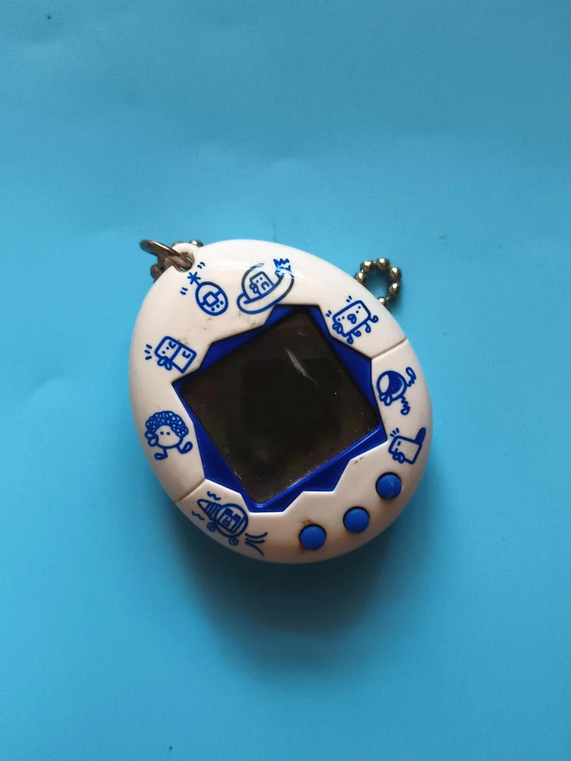 Jeu électronique Tamagotchi blanc bleu, porte-clés, 3 boutons, Tamagotchi like