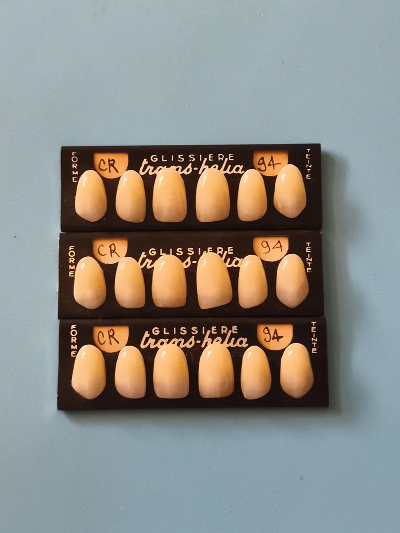 Lot 3 planches dents prothèse Trans-Belia vintage glissière teinte 94 CR