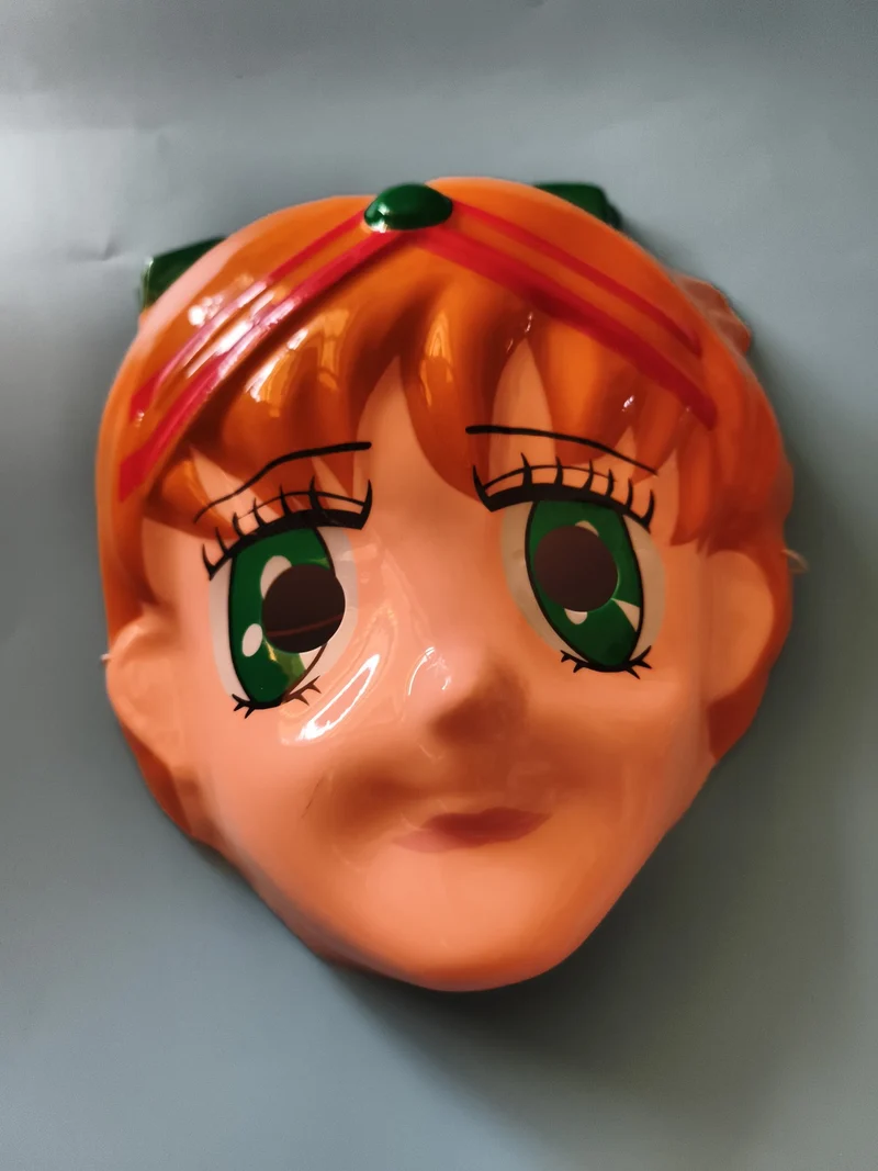 Masque visage Sailor Moon vintage, manga, orange vert, costume cosplay rétro