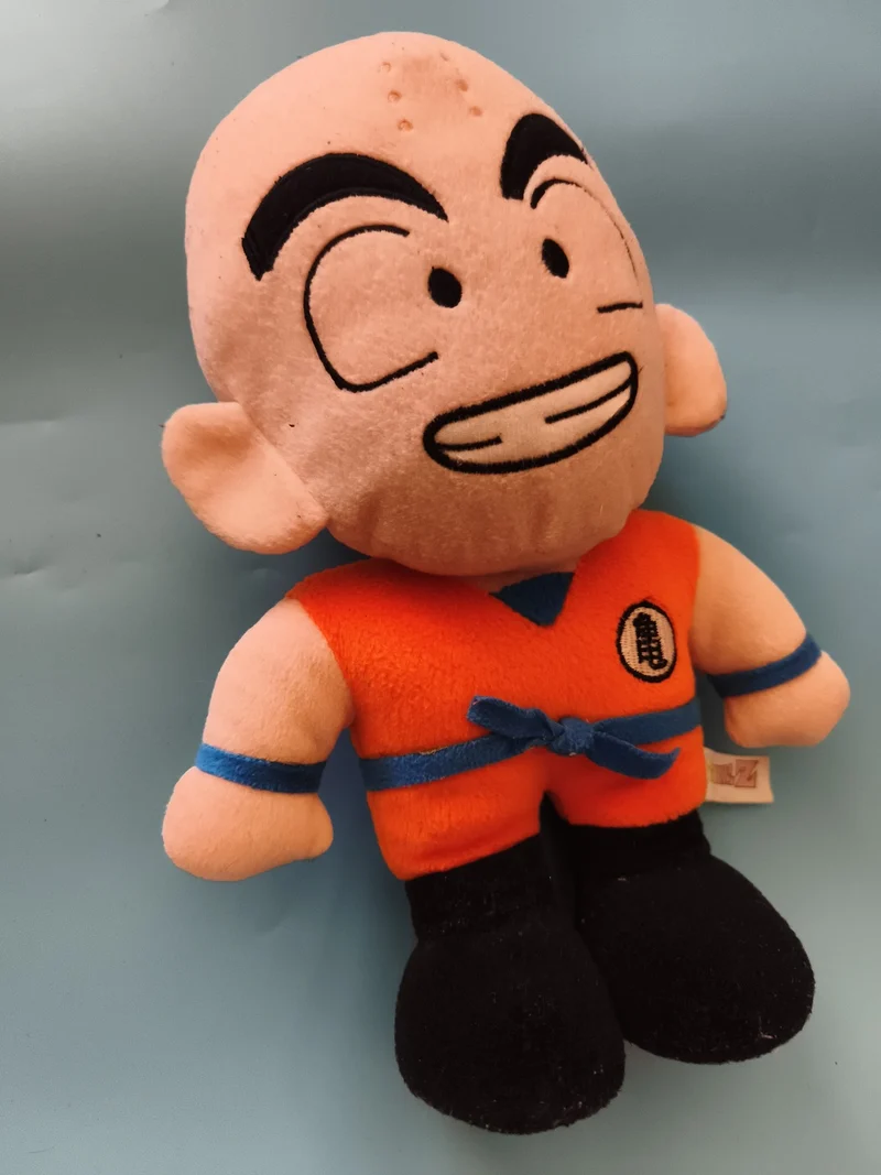 Peluche Krillin Dragon Ball Z orange noire visage brodé manga animée