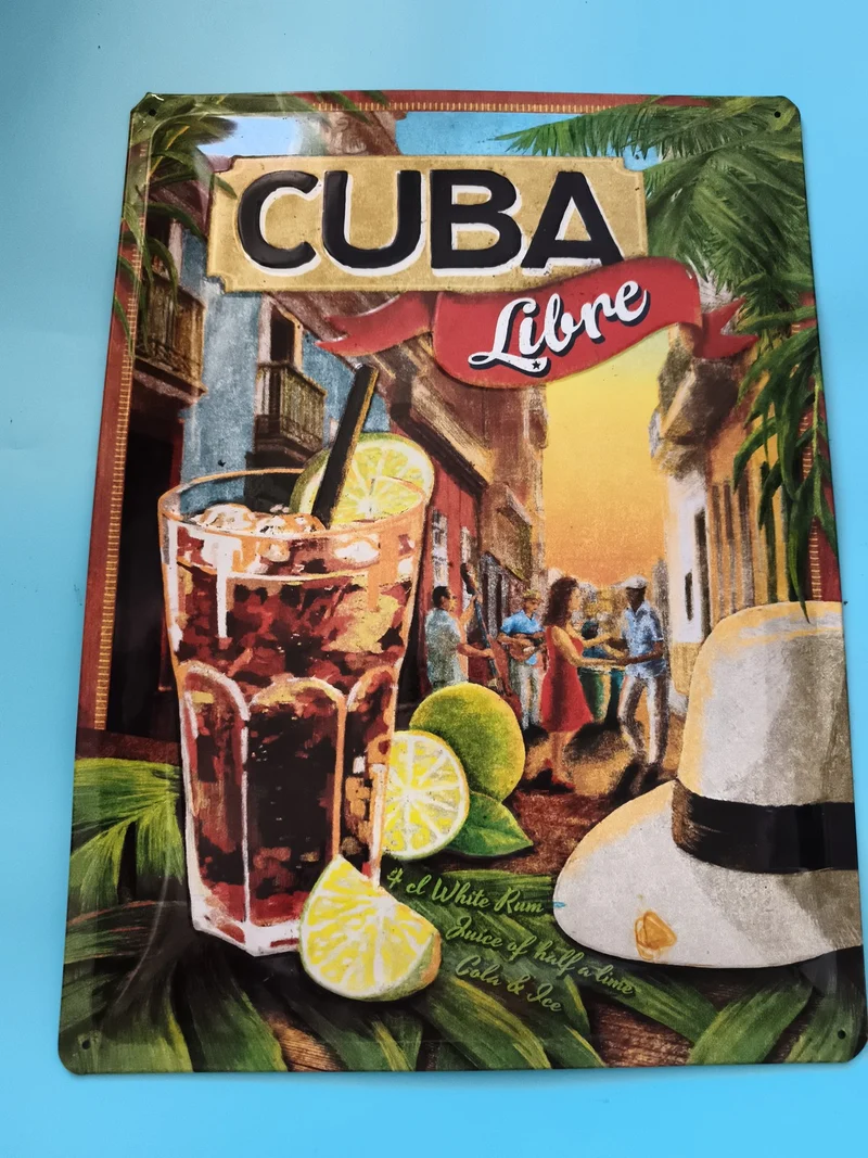 Plaque publicitaire métal CUBA Libre déco bar cocktail rétro tropical