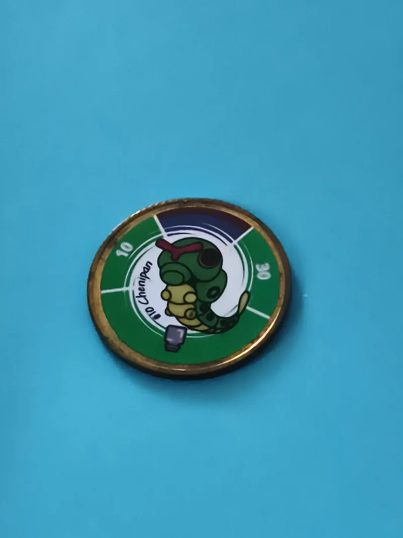 Jeton Pokémon Tazo Chenipan vert jeu disque rond logo 10 30