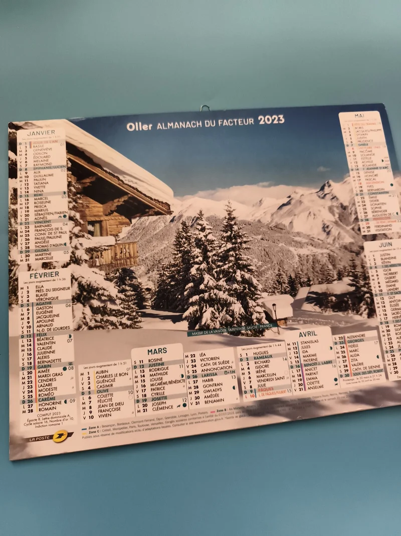 Almanach du facteur 2023 Oller La Poste paysage neige calendrier mural