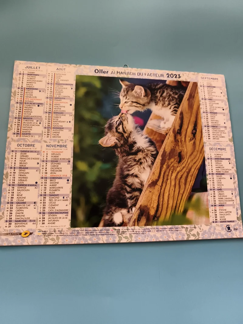 Almanach du facteur 2023 Oller chats calendrier mural La Poste