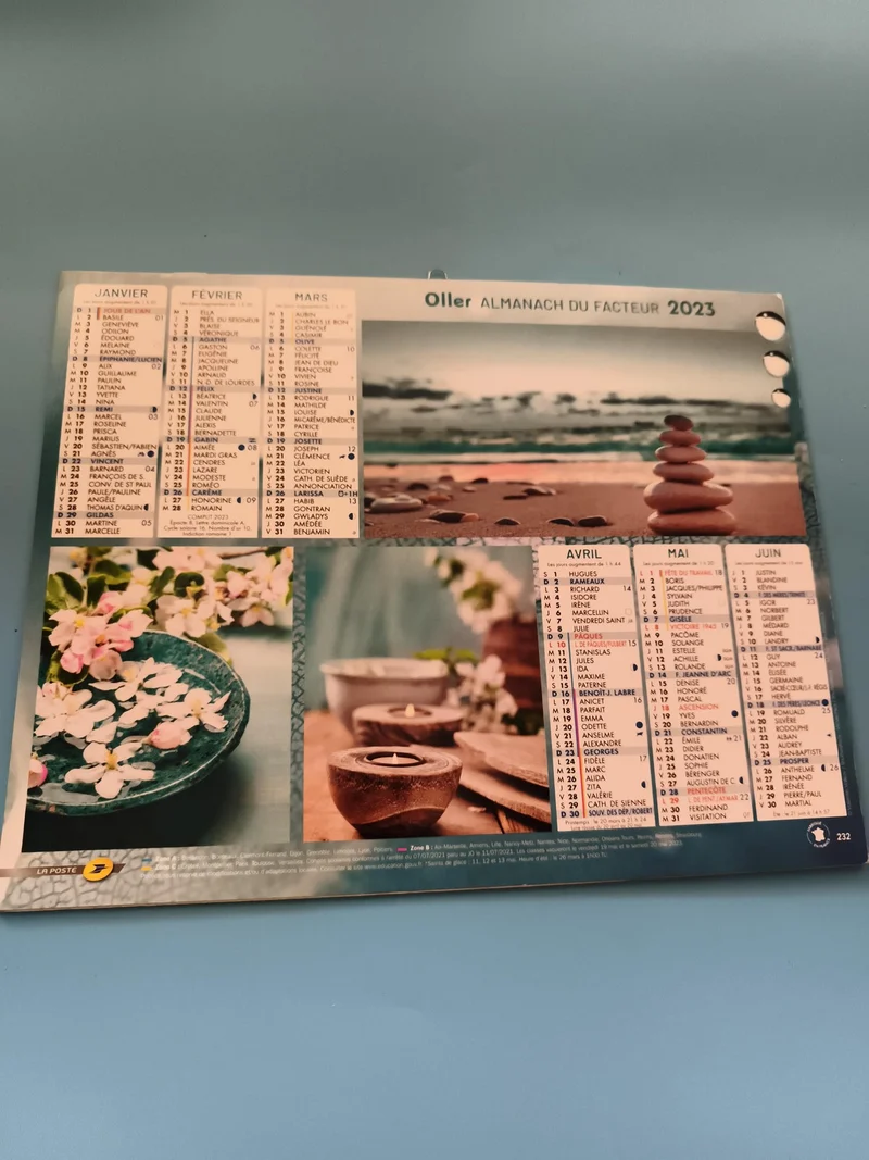 Almanach du facteur 2023 Oller La Poste décor zen calendrier mural