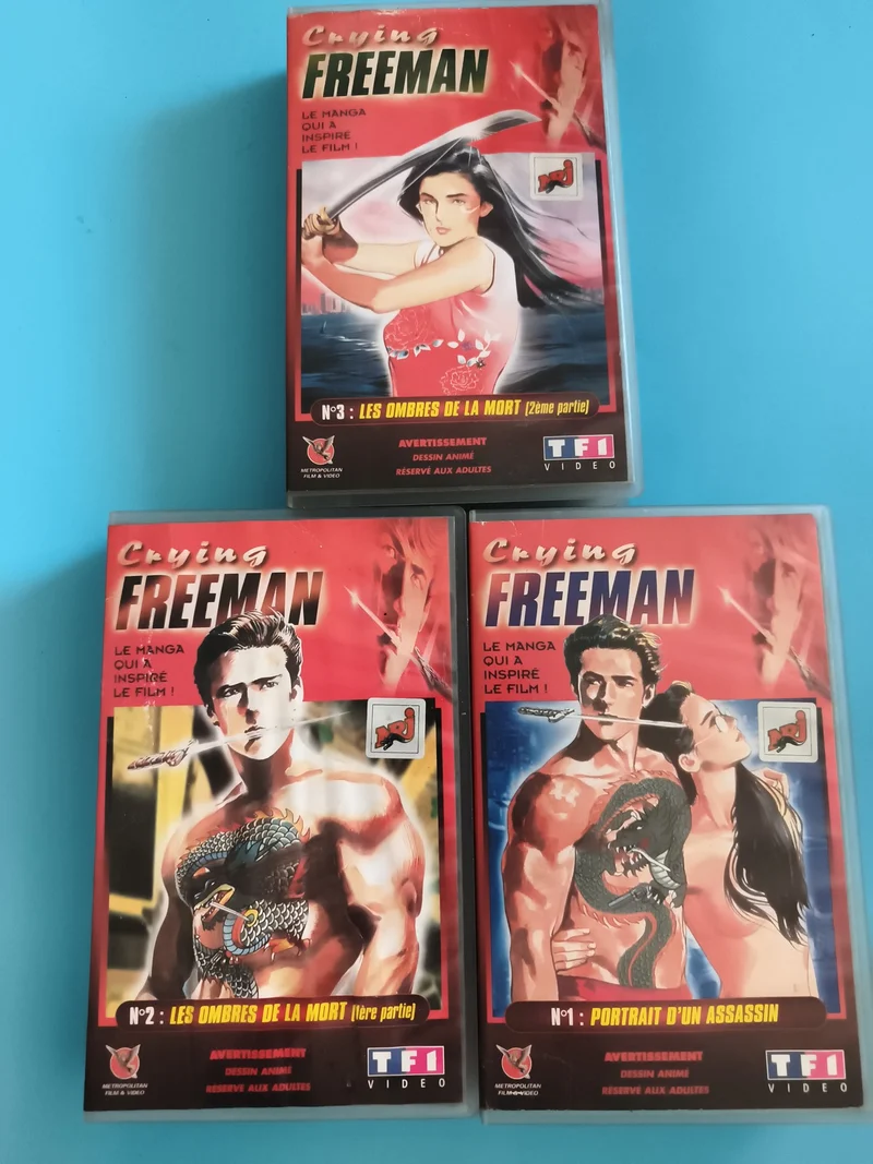 Cassettes vidéo Crying Freeman TF1 Metropolitan lot x3 manga dessin animé