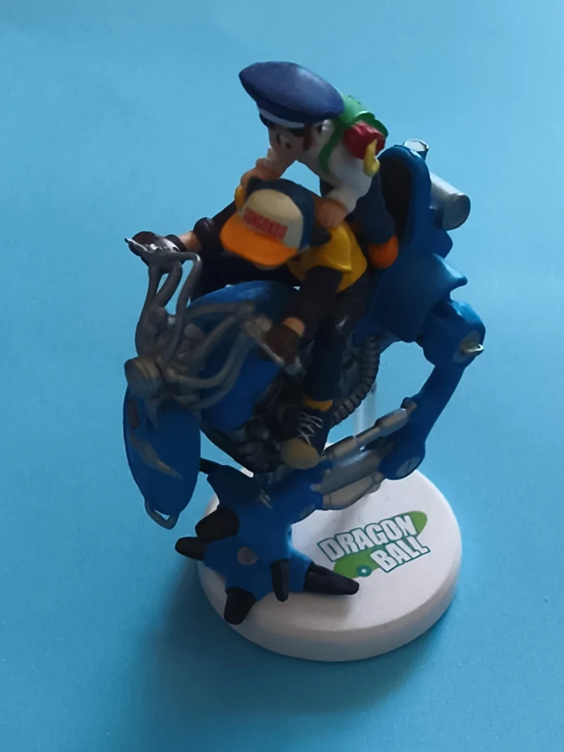 Figurine Dragon Ball moto bleue Akira Toriyama DBZ support logo