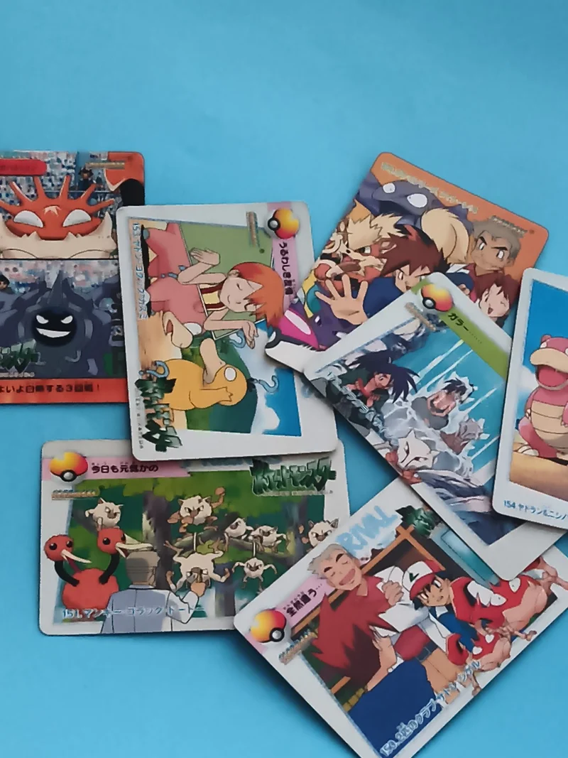 Cartes Pokémon japonaises animées, lot illustré, personnages et scènes anime