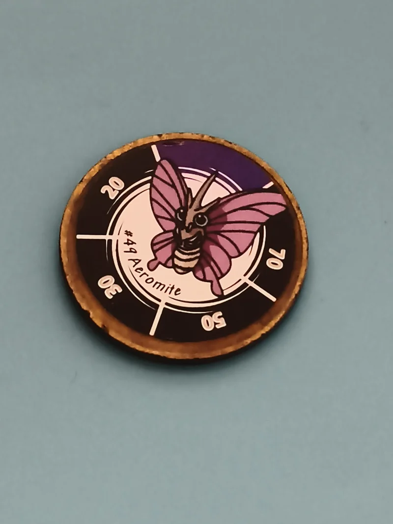 Jeton Pokémon #49 Aéromite jeu pog disque rond motif violet