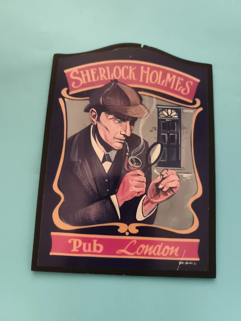 Plaque décorative Sherlock Holmes Pub London aspect métal affiche rétro