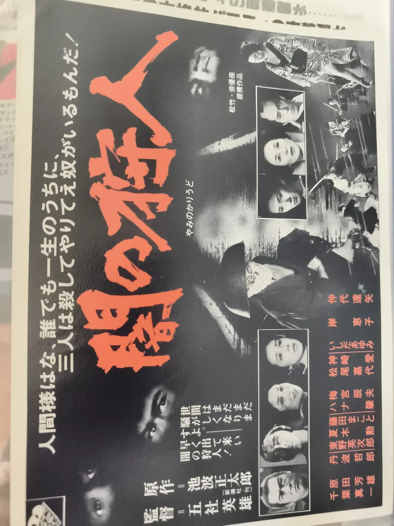 Flyer cinéma vintage japonais Rashomon film Kurosawa noir et blanc