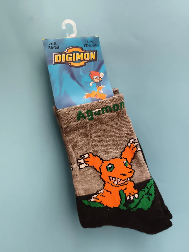 Chaussettes enfant Digimon Agumon vintage 35-38 neuves deadstock rétro