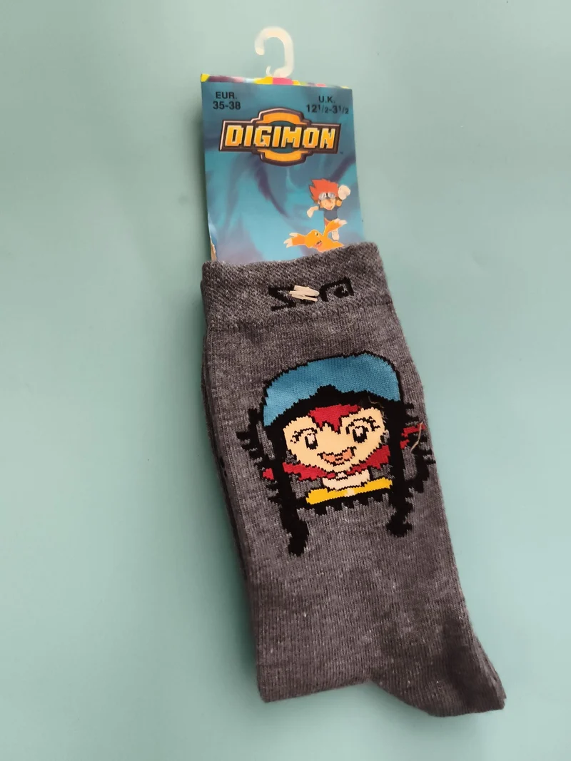Chaussettes enfant Digimon vintage 35-38 neuves motif animé gris retro