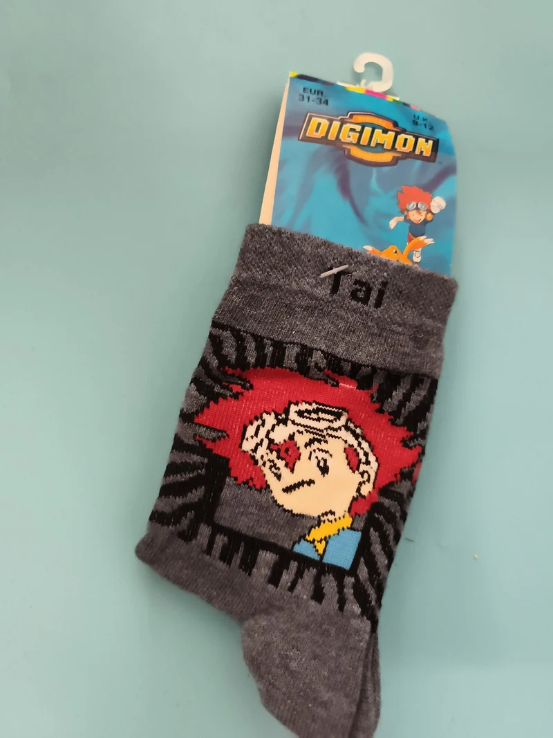 Chaussettes enfant Digimon Tai vintage neuves EUR 31-34 dessin animé rétro