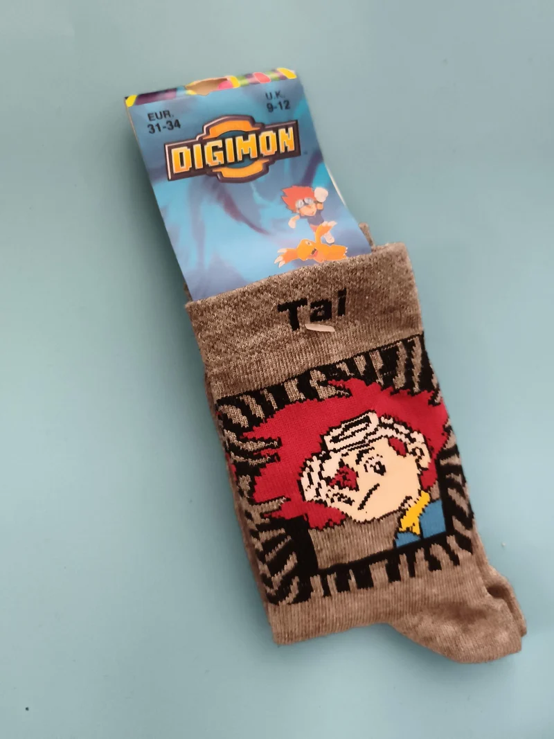 Chaussettes enfant Digimon vintage Tai EUR 31-34 deadstock neuf dessin animé