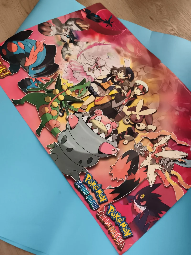 Poster Pokémon Saphir Alpha Rubis Oméga déco murale animé jeux vidéo