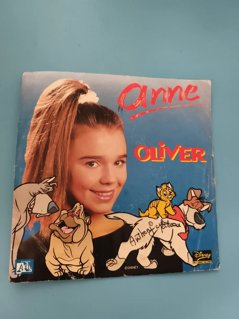 Vinyle Anne Oliver Disney jaquette couleur dessins animés années 80 45 tours