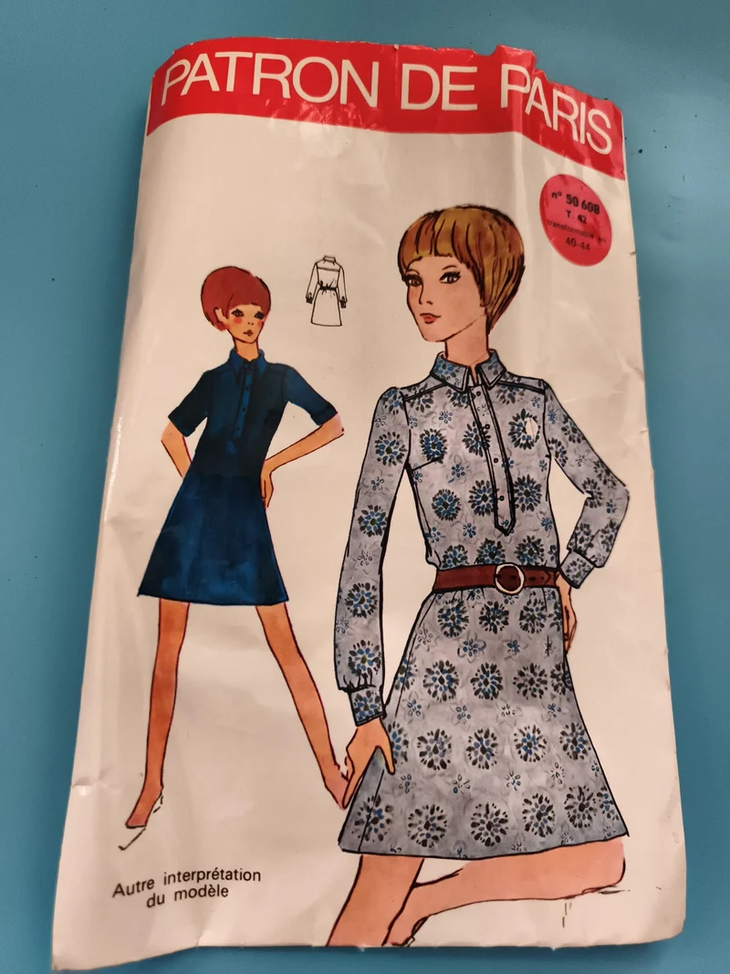 Patron couture robe femme Patron de Paris vintage années 70, modèle 50 608, 40-4