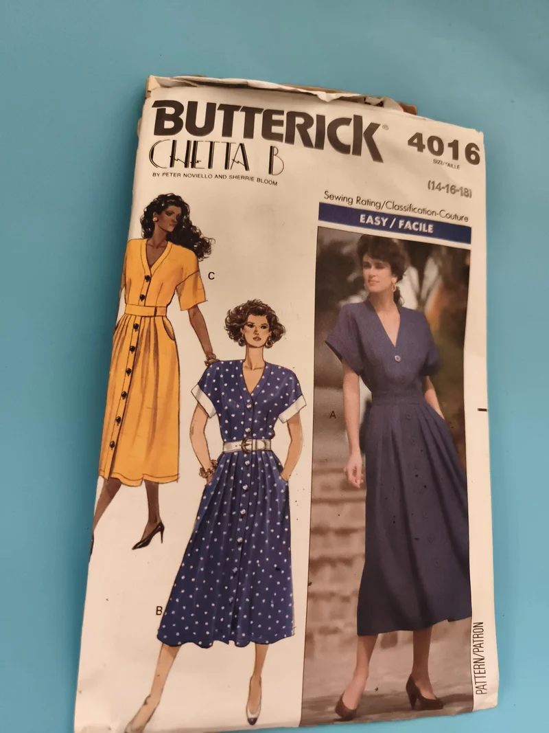 Patron couture vintage Butterick 4016 robe femme années 80 Chetta B ancien