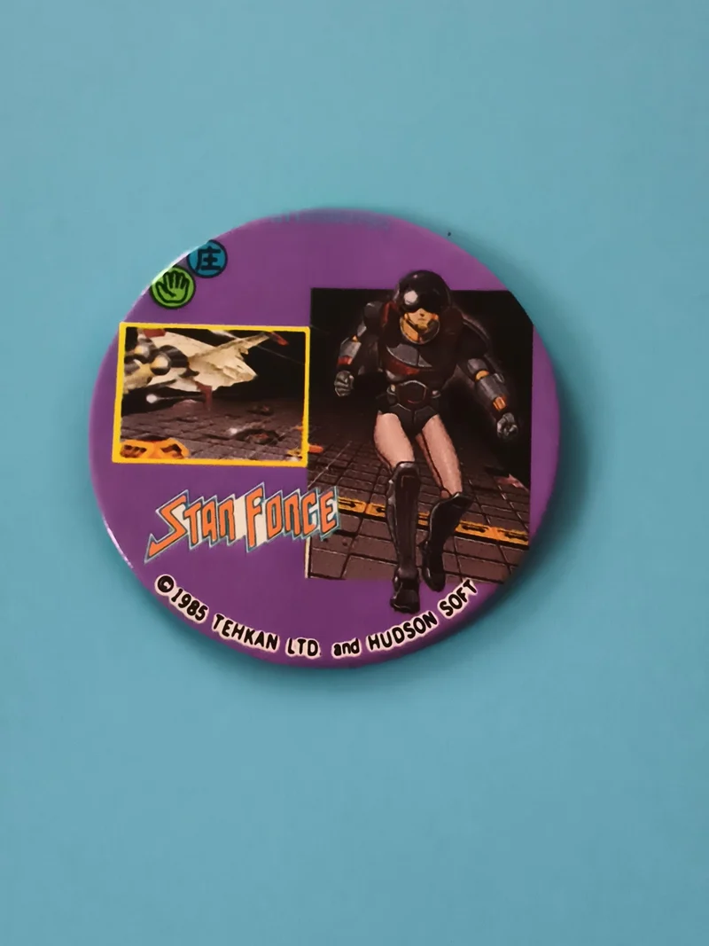 Menko vintage Stan Force 1985 Tehkan Hudson Soft jeu arcade rond violet